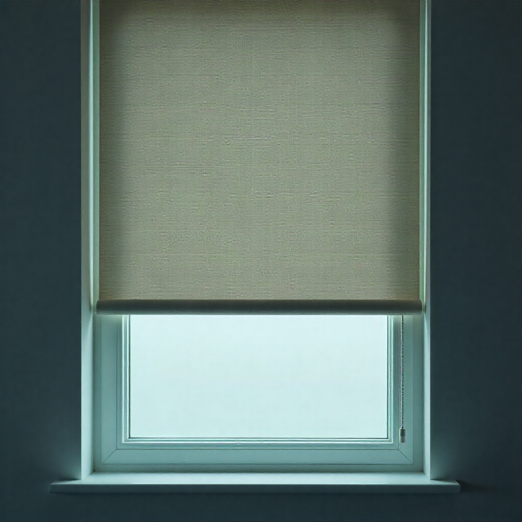 Subtle acoustic blinds with textured beige fabric